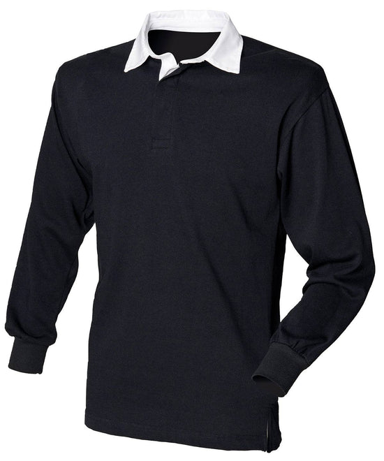 Black/White* - Long sleeve plain rugby shirt