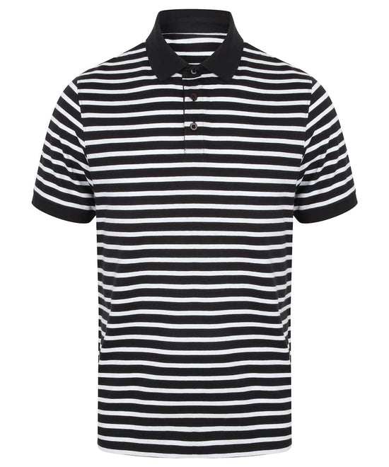 Navy/White - Striped Jersey polo shirt