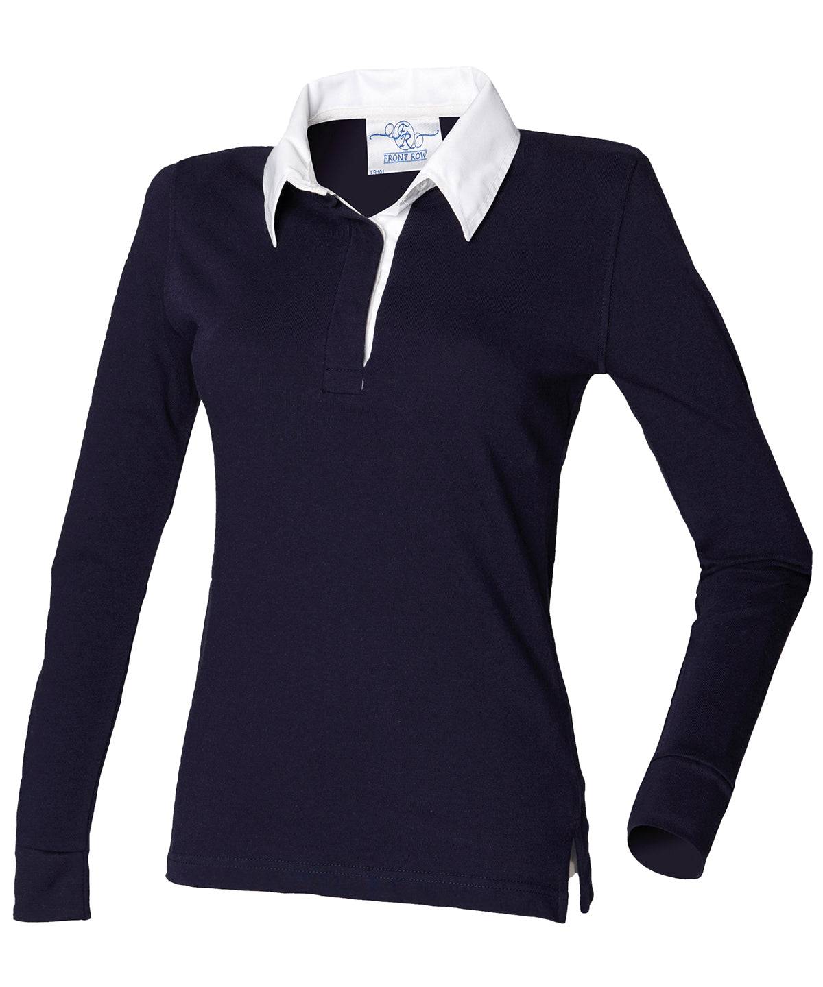 Navy/White* - Women's long sleeve plain rugby shirt