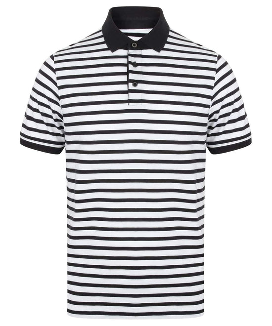 White/Navy - Striped Jersey polo shirt