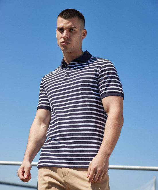 White/Navy - Striped Jersey polo shirt