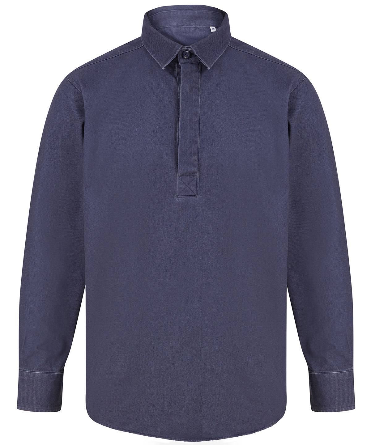 Verwaschenes Marineblau - Pullover-Drillhemd
