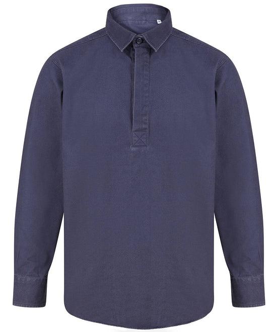 Verwaschenes Marineblau - Pullover-Drillhemd