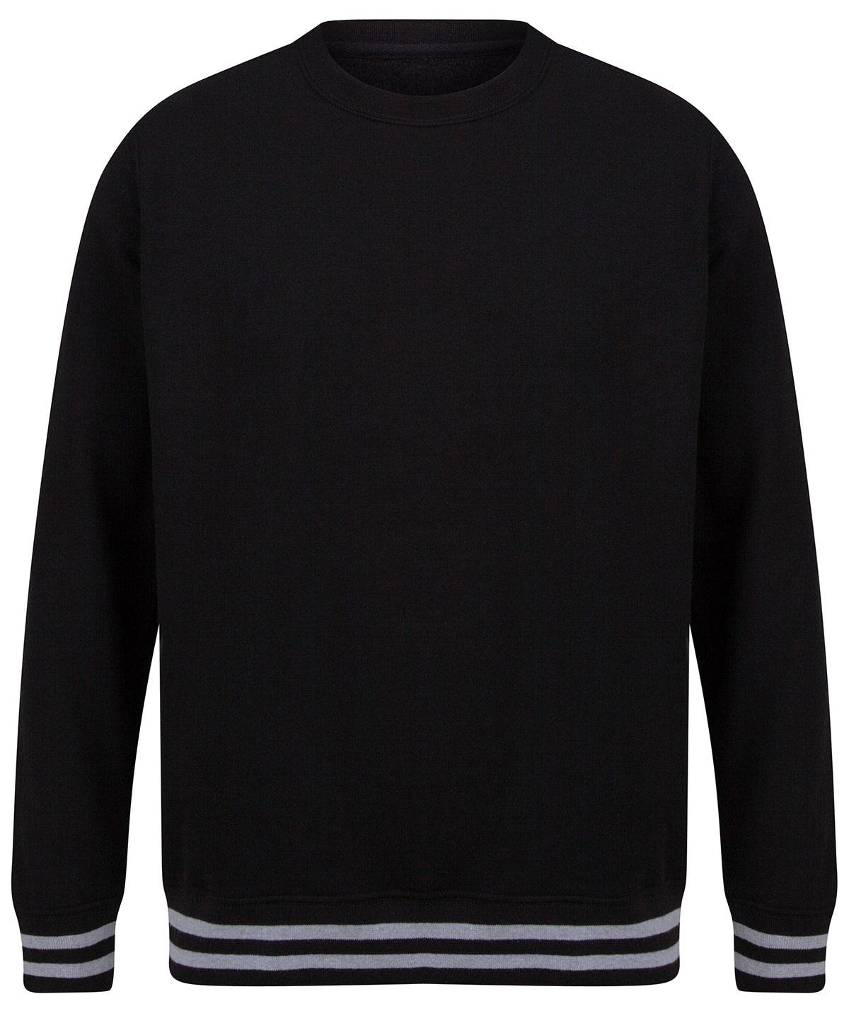 Noir/Gris Chiné - Sweat avec poignets rayés