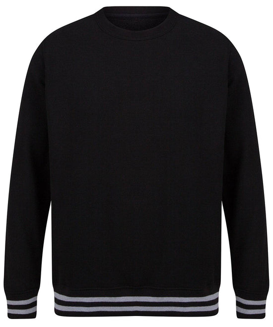 Noir/Gris Chiné - Sweat avec poignets rayés