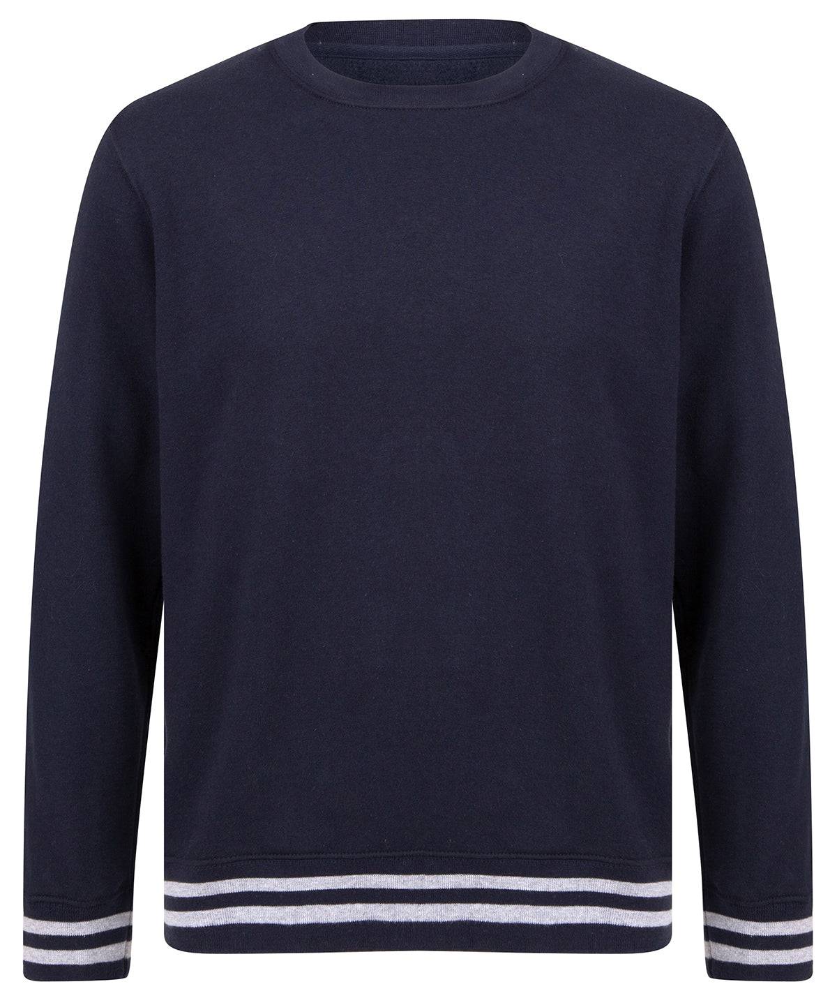 Navy/Heather Grey - Sweatshirt with striped cuffs