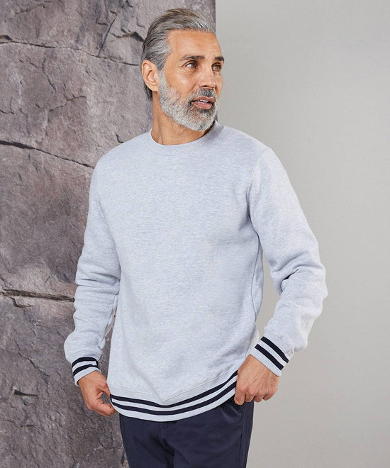 Navy/Heather Grey - Sweatshirt with striped cuffs