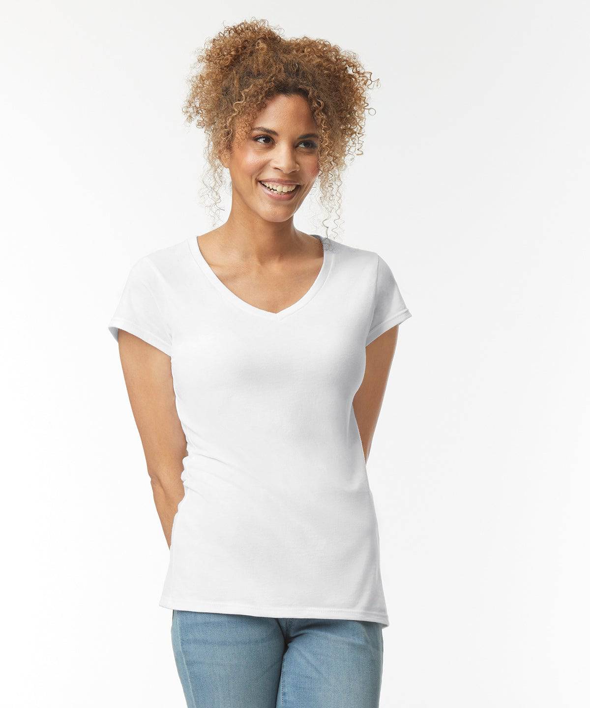 Schwarz - Softstyle™ Damen-T-Shirt mit V-Ausschnitt