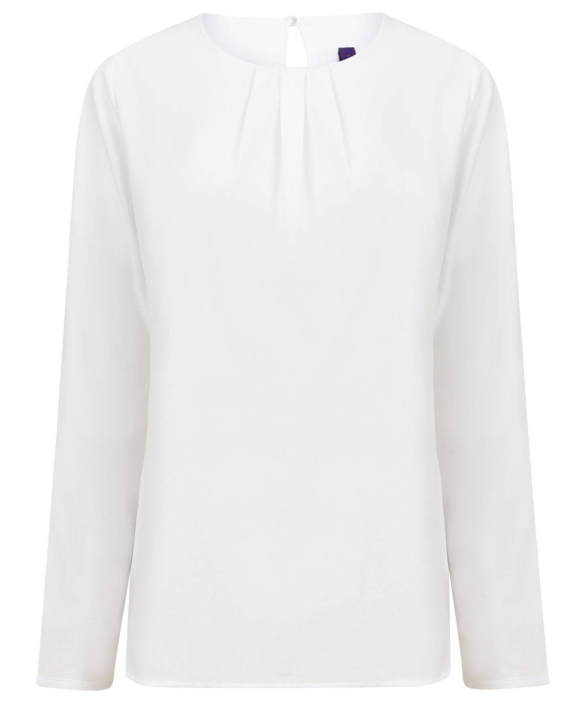 White - Women's pleat front long sleeve blouse