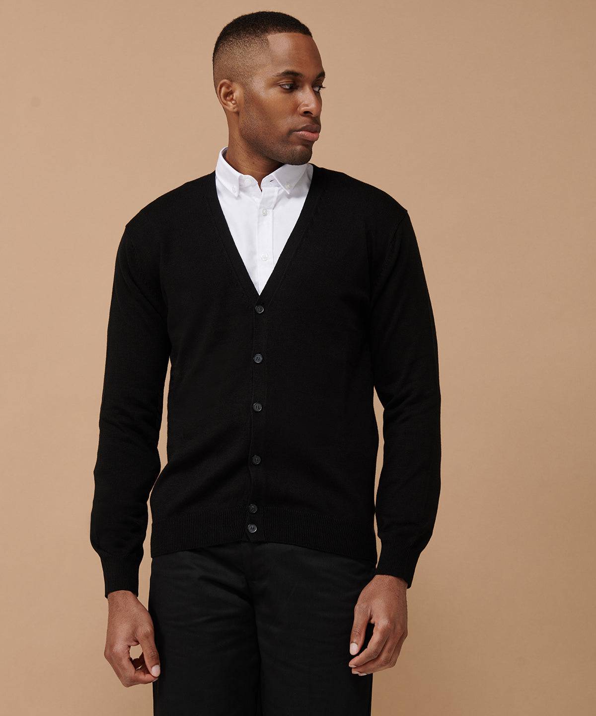 Black - V-button cardigan