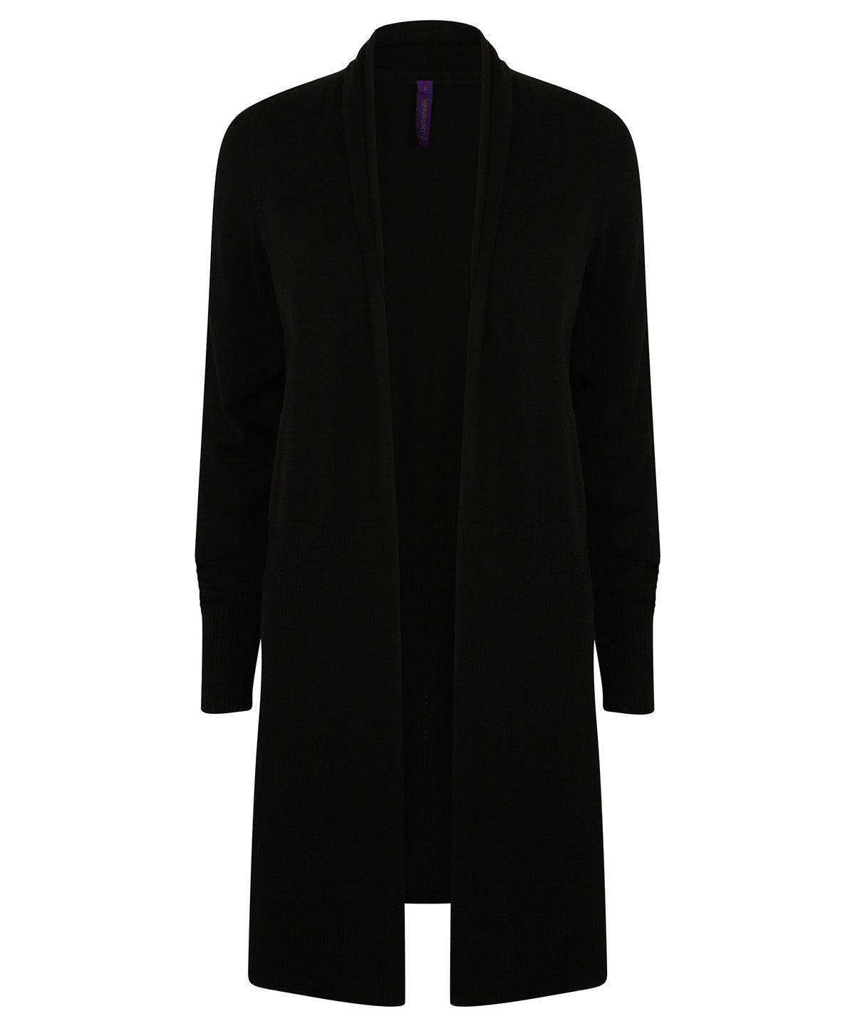 Black - Women's longline open cardigan