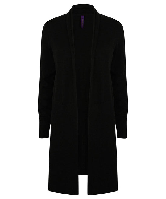 Black - Women's longline open cardigan