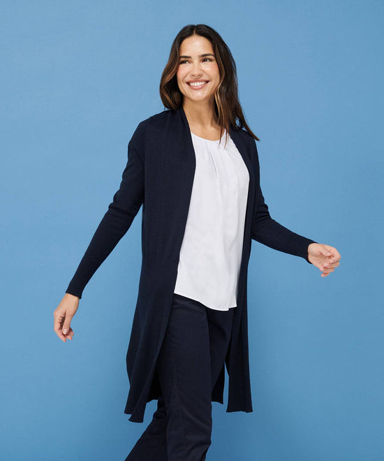 Black - Women's longline open cardigan