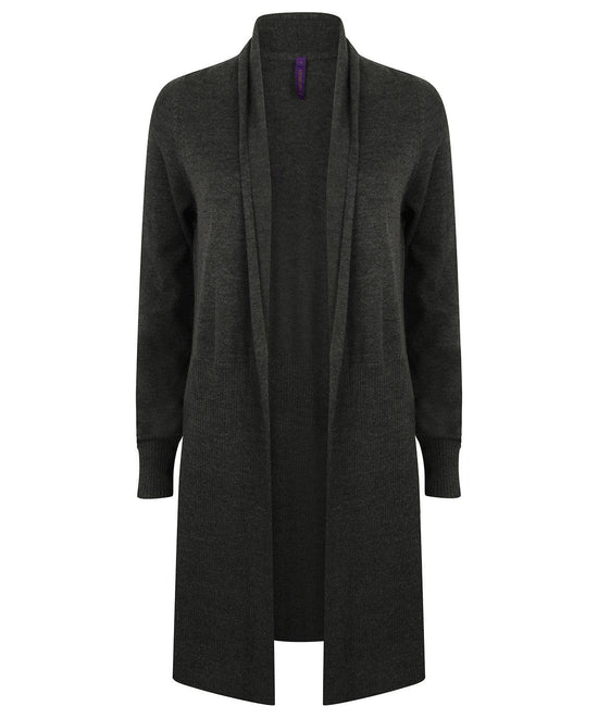 Grey Marl - Women's longline open cardigan