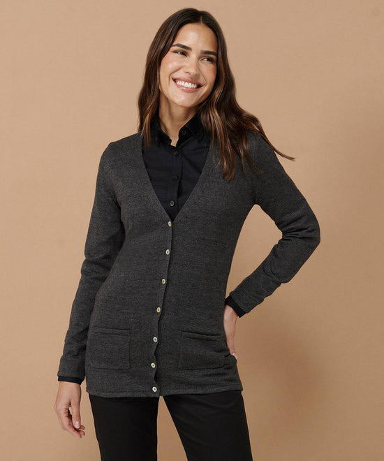 Grey Marl - Women's v-button cardigan