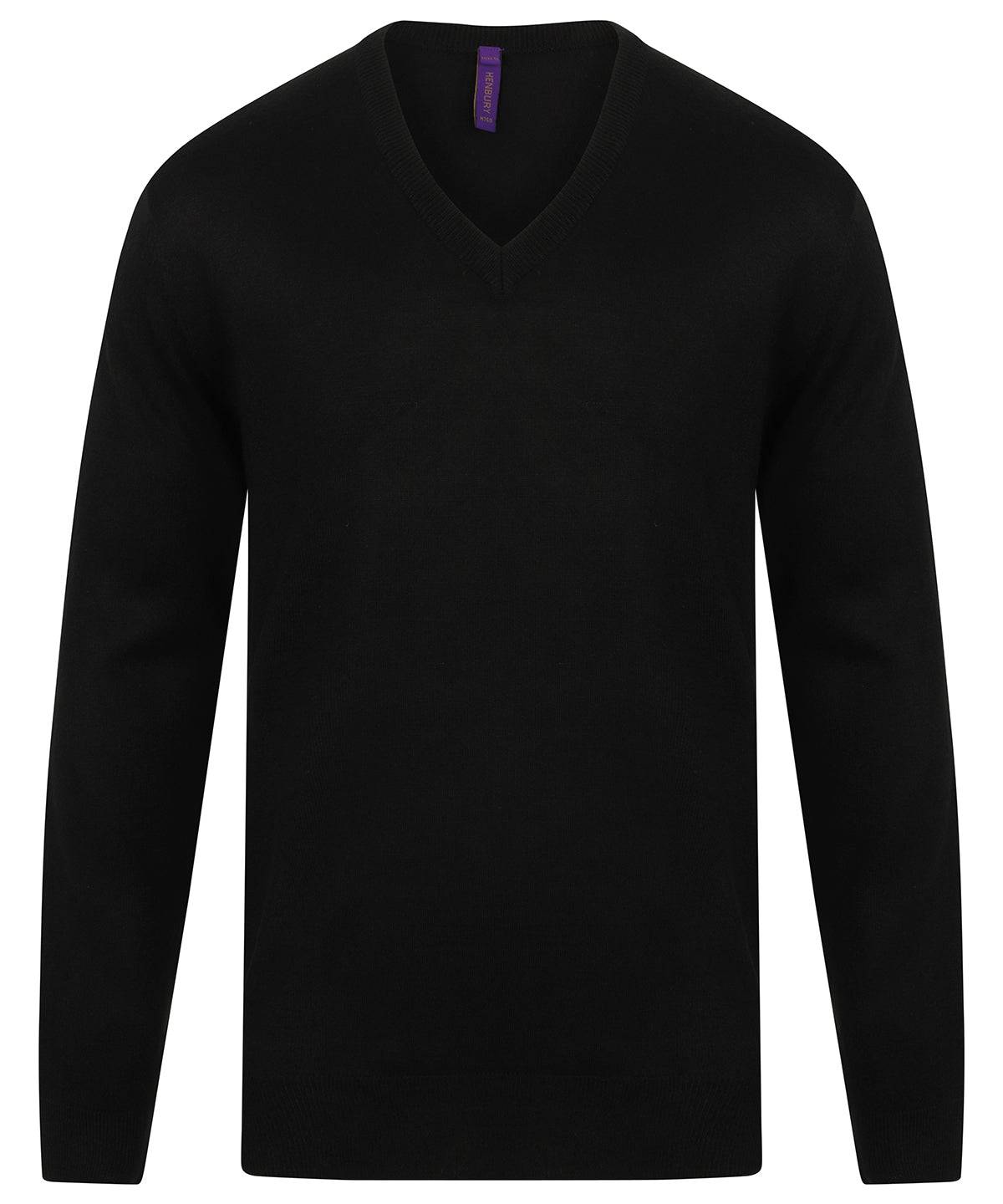 Black - Cashmere touch acrylic v-neck jumper