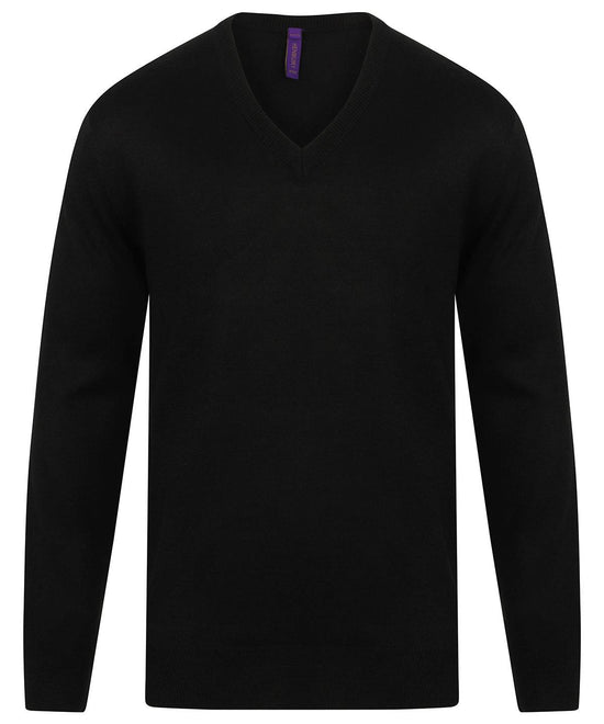 Black - Cashmere touch acrylic v-neck jumper