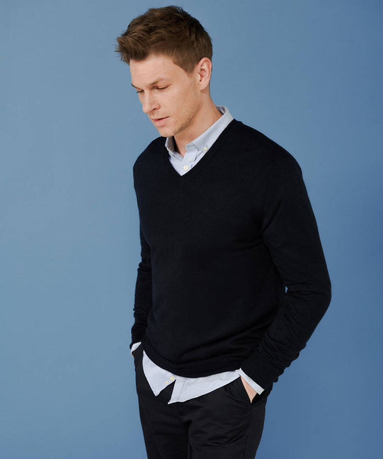 Black - Cashmere touch acrylic v-neck jumper