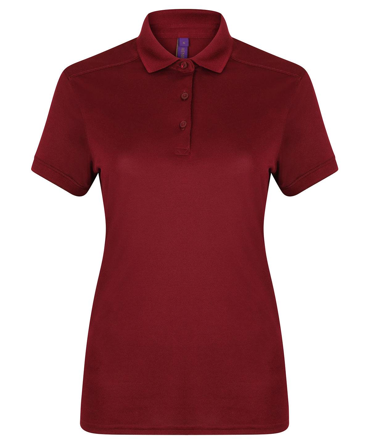 Burgundy - Women's stretch polo shirt with wicking finish (slim fit)