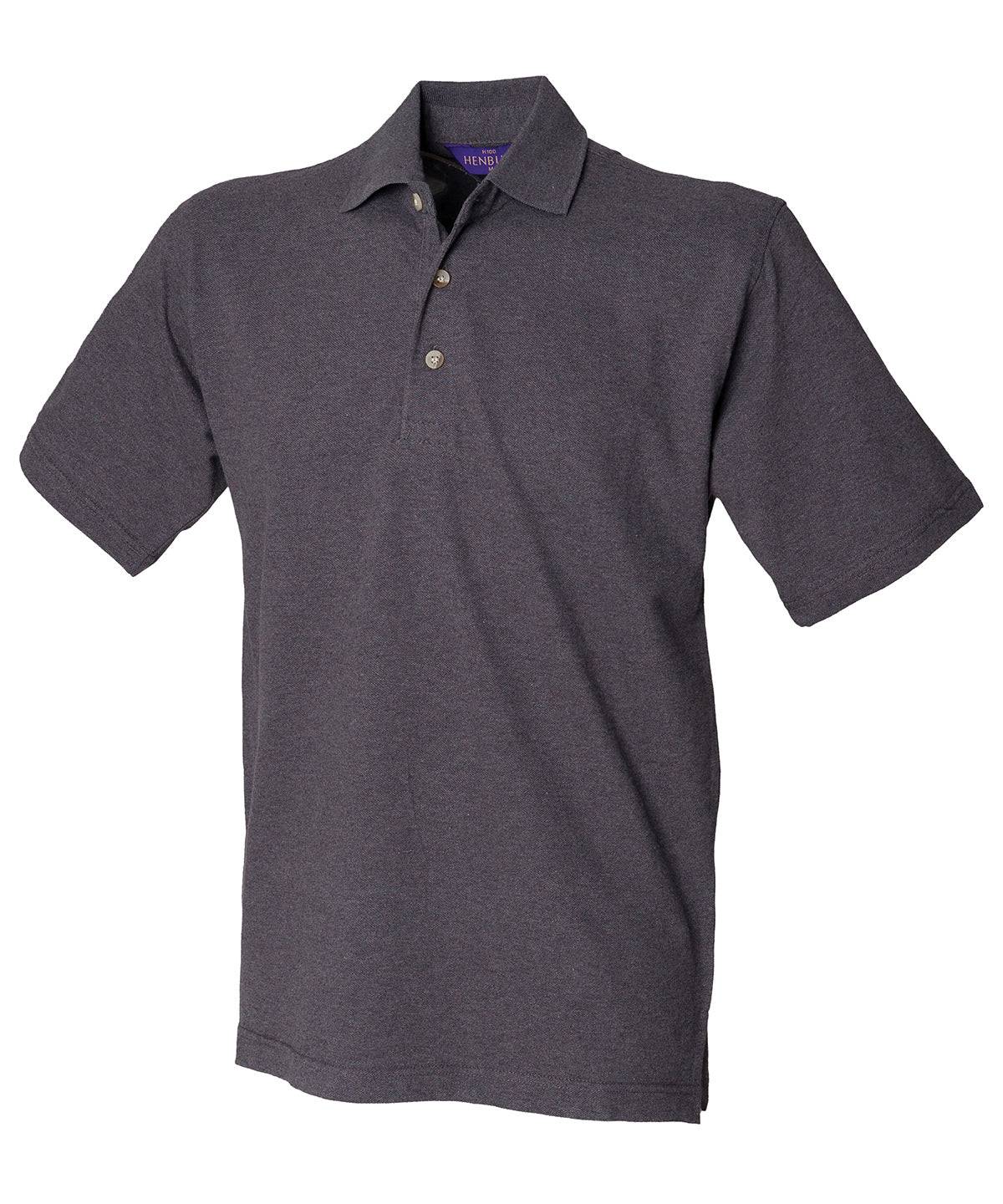 Charcoal - Classic cotton piqué polo with stand-up collar