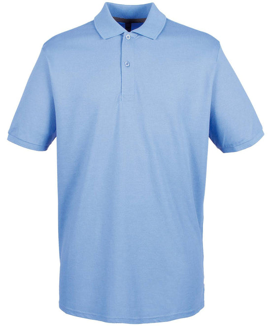 Mid Blue - Micro-fine piqué polo shirt