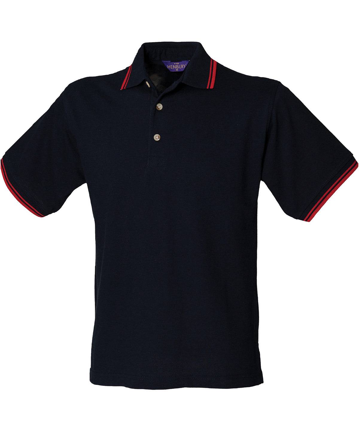 Navy Red tipping - Double tipped collar and cuff polo shirt