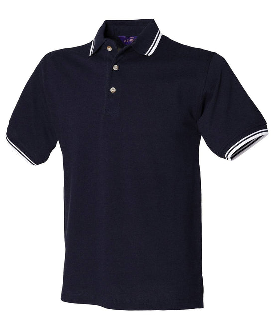 Navy White tipping - Double tipped collar and cuff polo shirt