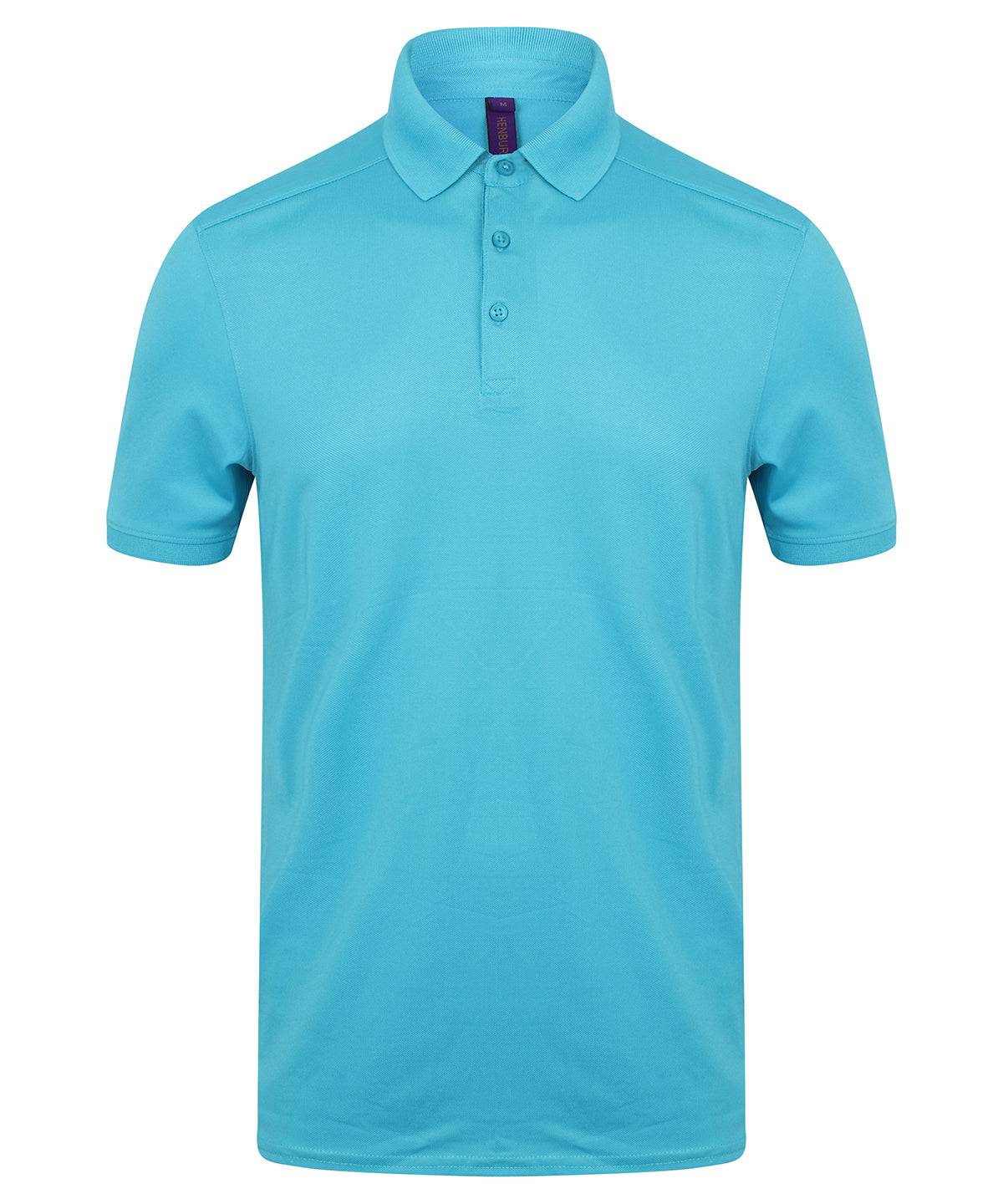 Turquoise - Stretch polo shirt with wicking finish (slim fit)