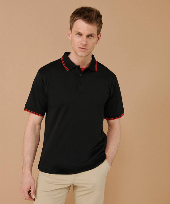 Black/White - Double tipped Coolplus® polo shirt