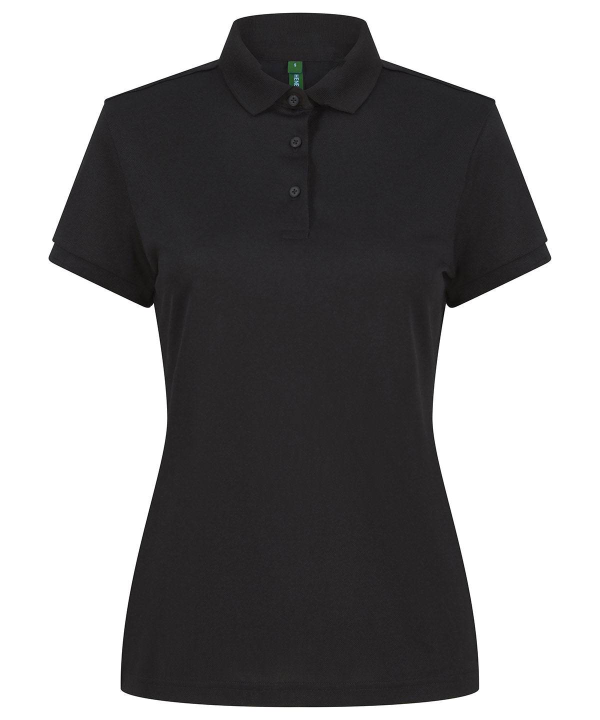 Black - Women’s recycled polyester polo shirt