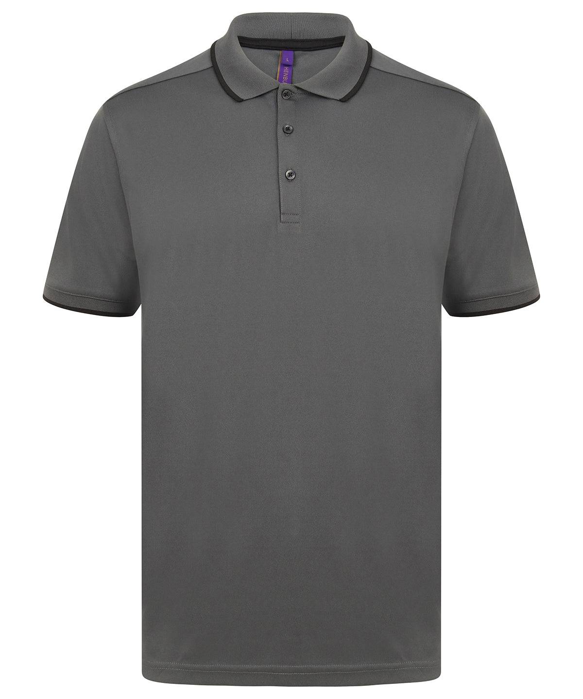 Charcoal/Black - HiCool® tipped polo shirt