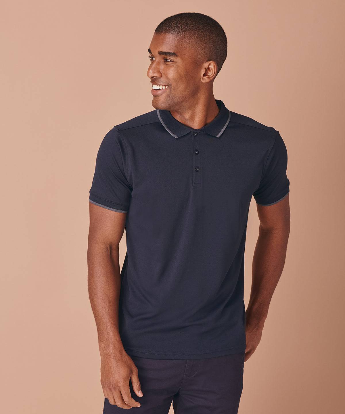 Charcoal/Black - HiCool® tipped polo shirt