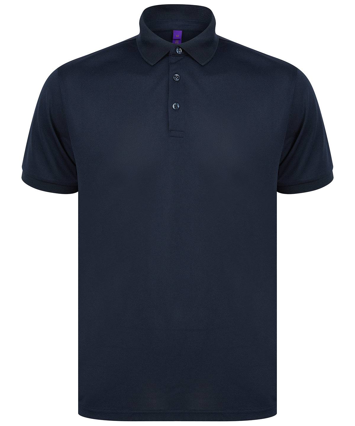 Navy - Recycled polyester polo shirt