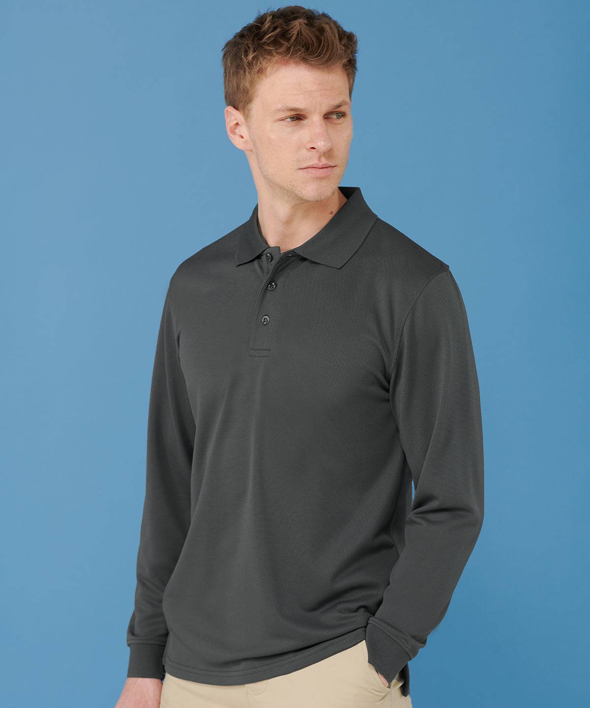 Navy* - Long sleeve Coolplus® polo shirt