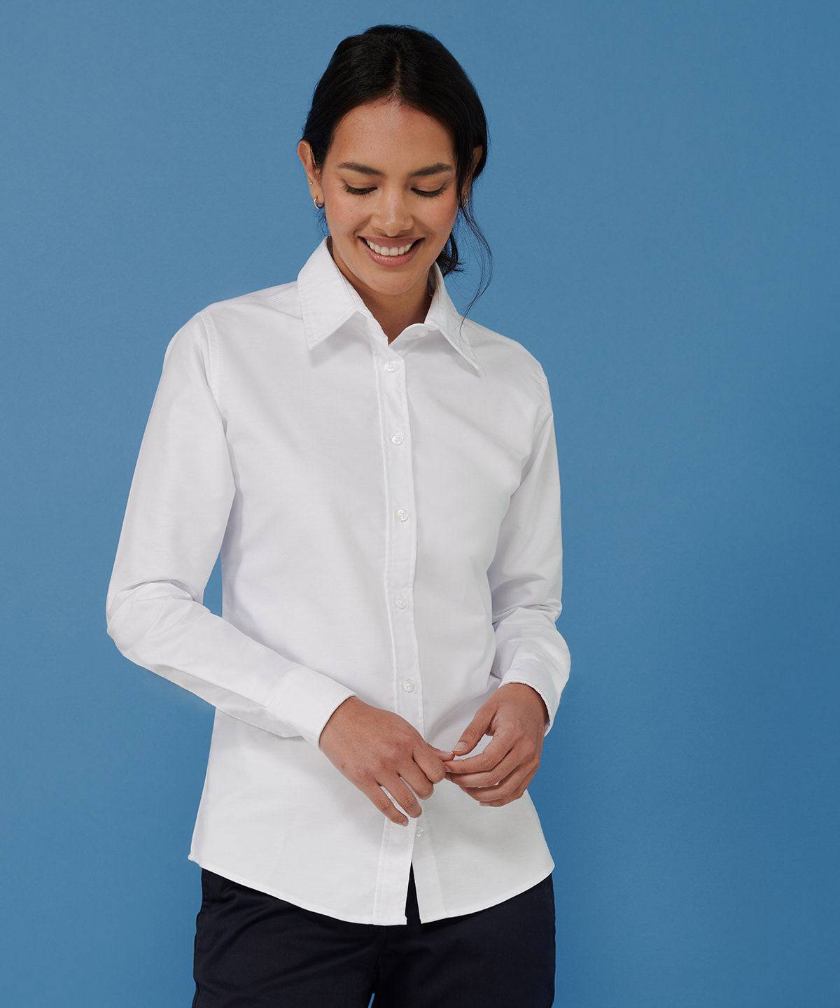 Blau - Klassisches Langarm-Oxford-Hemd für Damen