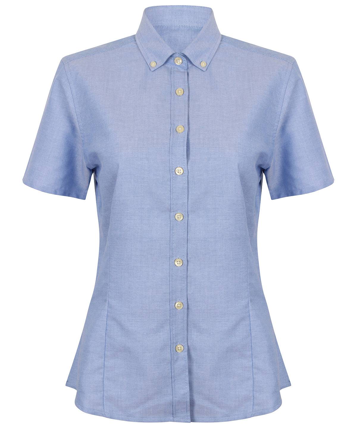 Blau - Modernes kurzärmeliges Oxford-Hemd für Damen