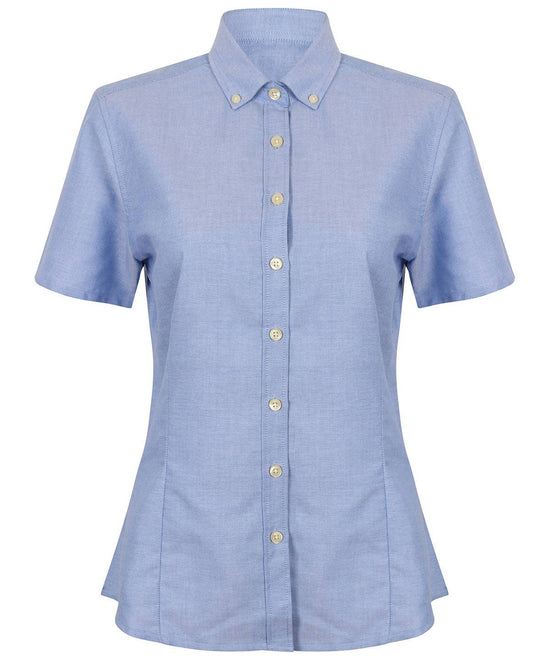Blau - Modernes kurzärmeliges Oxford-Hemd für Damen