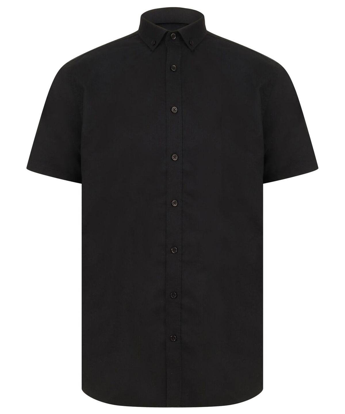 Schwarz - Modernes Oxford-Hemd mit kurzen Ärmeln