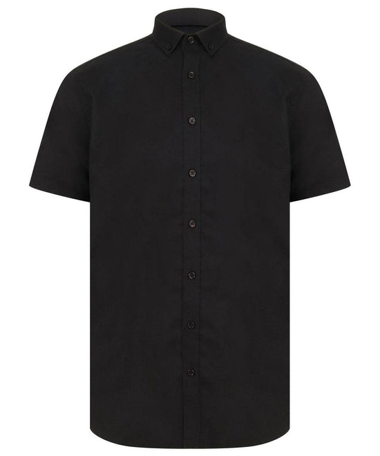 Schwarz - Modernes Oxford-Hemd mit kurzen Ärmeln
