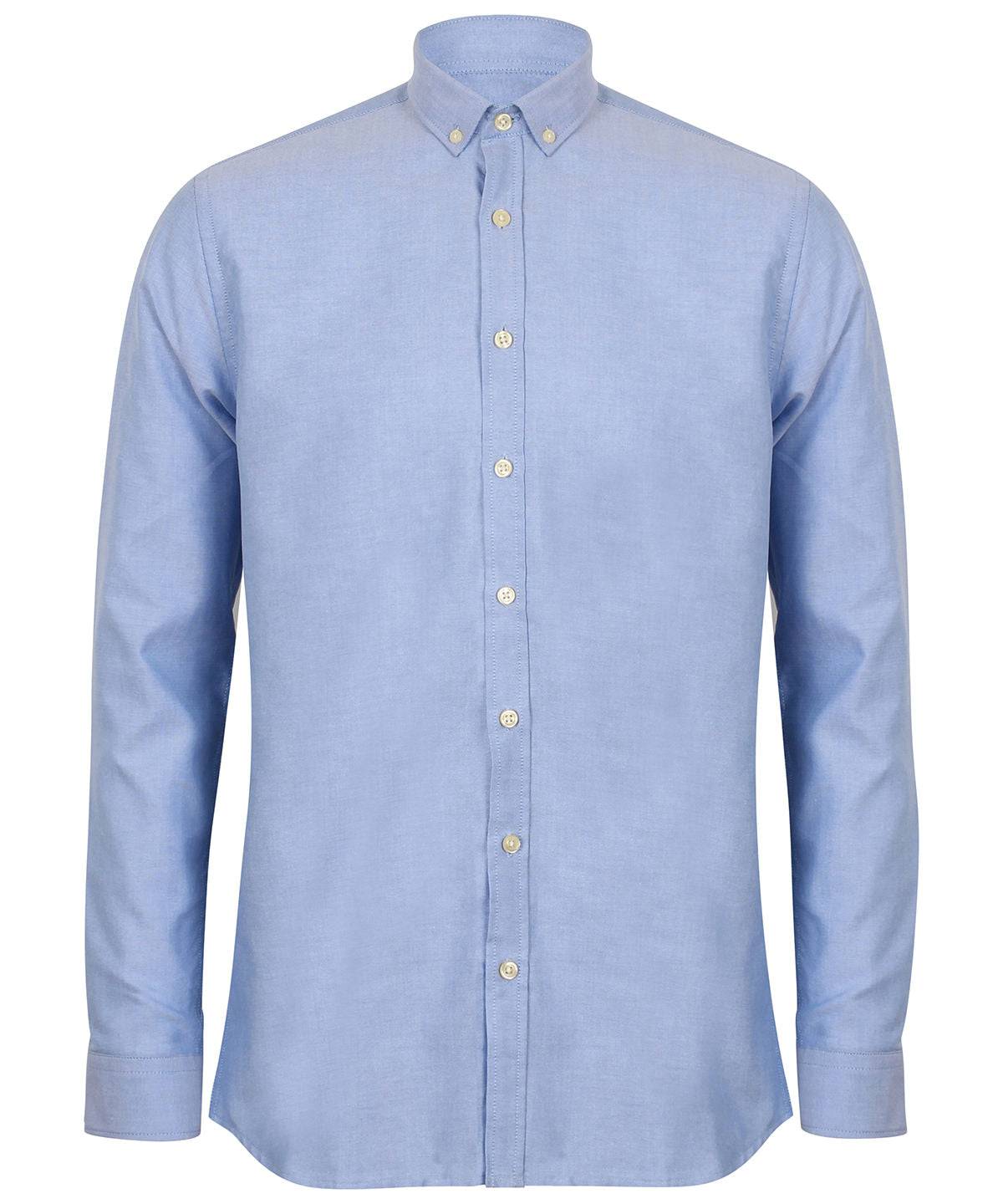 Blau - Modernes Langarm-Oxford-Hemd