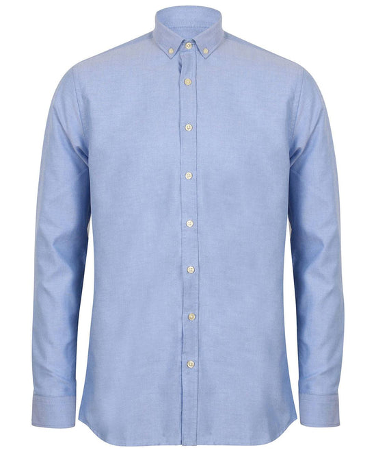 Blau - Modernes Langarm-Oxford-Hemd