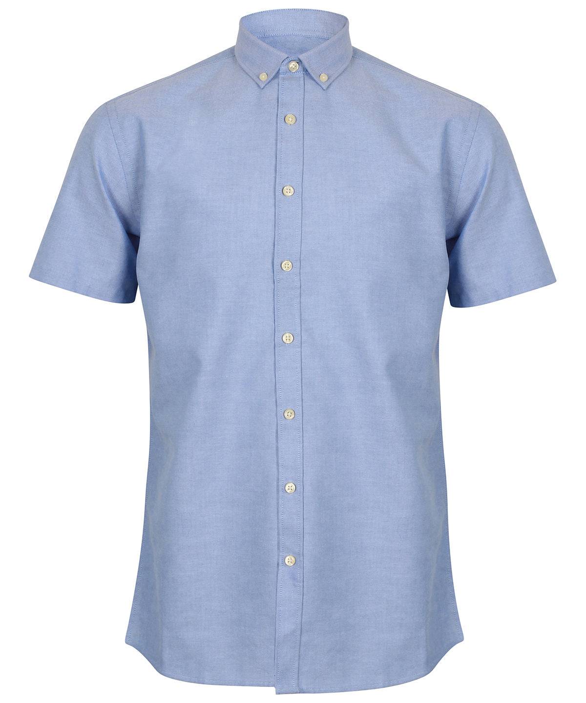 Blau - Modernes Oxford-Hemd mit kurzen Ärmeln