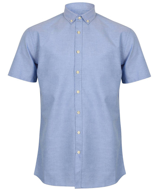 Blau - Modernes Oxford-Hemd mit kurzen Ärmeln