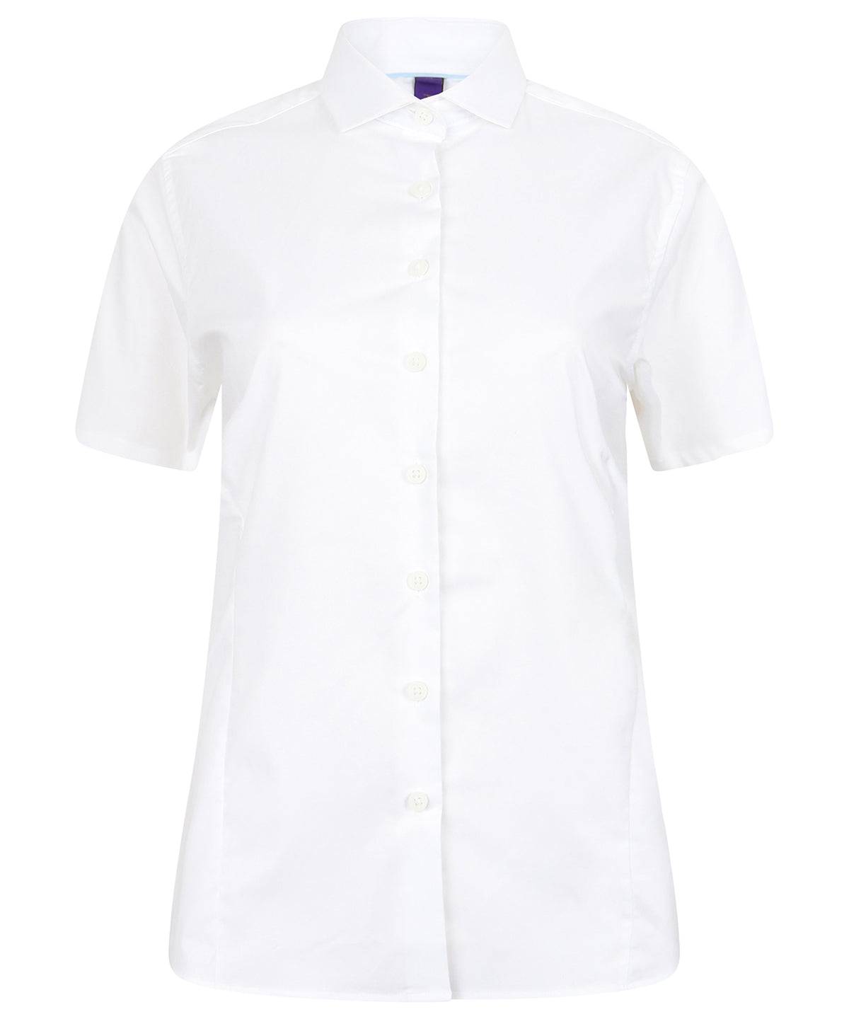 Blanc - Chemise extensible à manches courtes pour femme