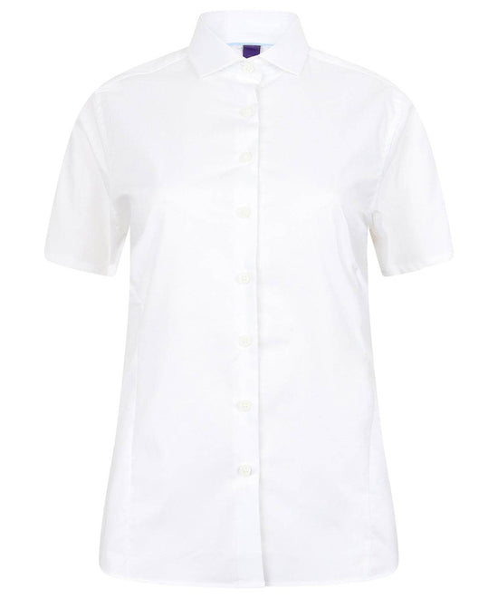 Blanc - Chemise extensible à manches courtes pour femme