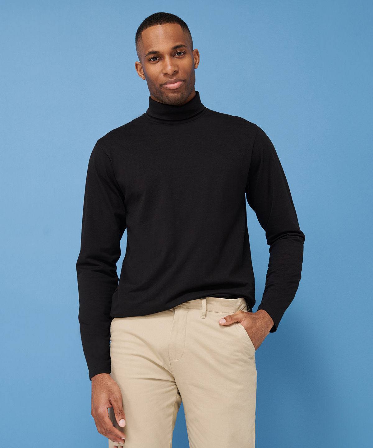 Navy - Long sleeve roll neck top