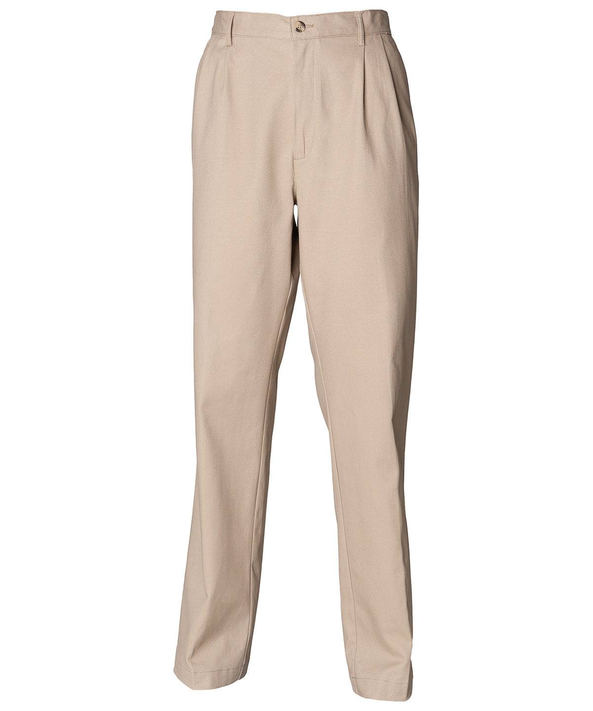 Stone - Teflon®-coated double-pleated chino trousers