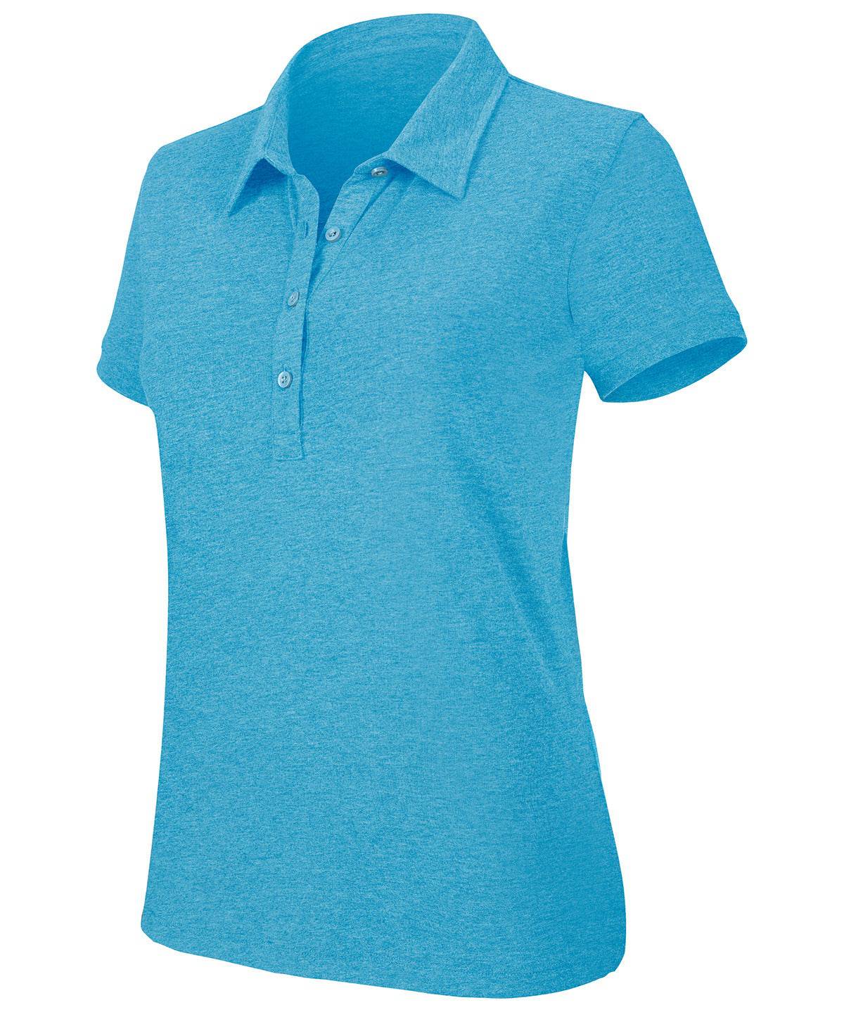 Tropical Blue Heather - Women's melange short sleeve polo shirt