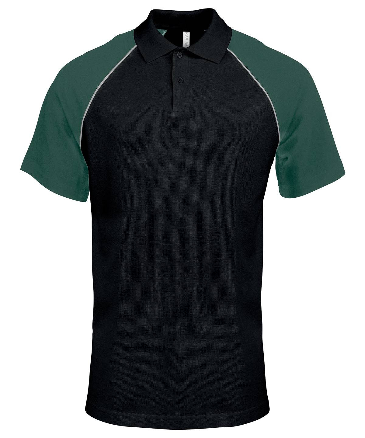 Black/Light Grey/Green - Polo baseball contrast polo shirt