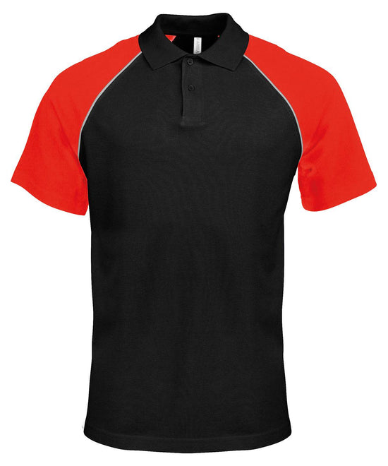 Black/Light Grey/Red - Polo baseball contrast polo shirt